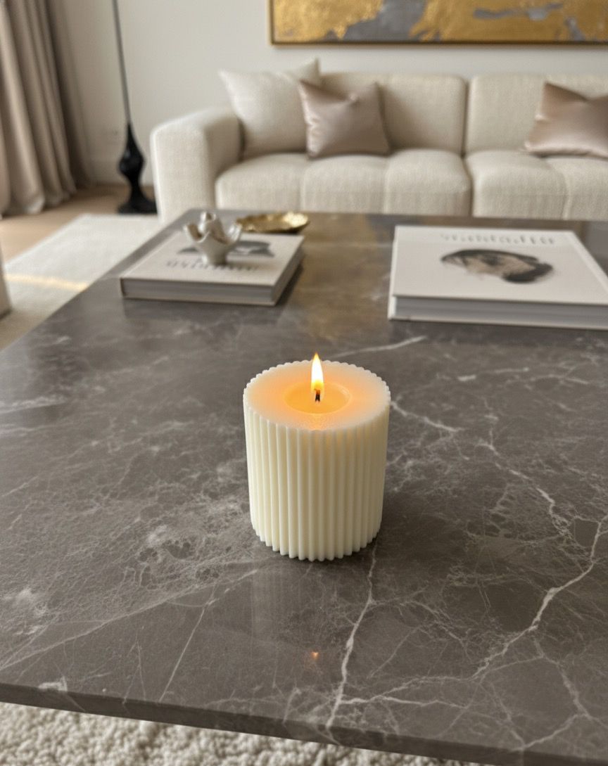 The Wide Affair - Luxury Ribbed Pillar Scented Candle