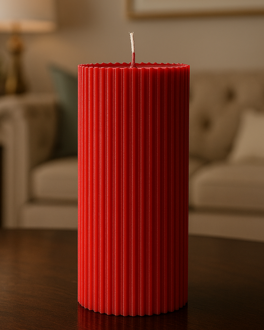 Grandeur Ribbed Pillar - Luxury Scented Candle