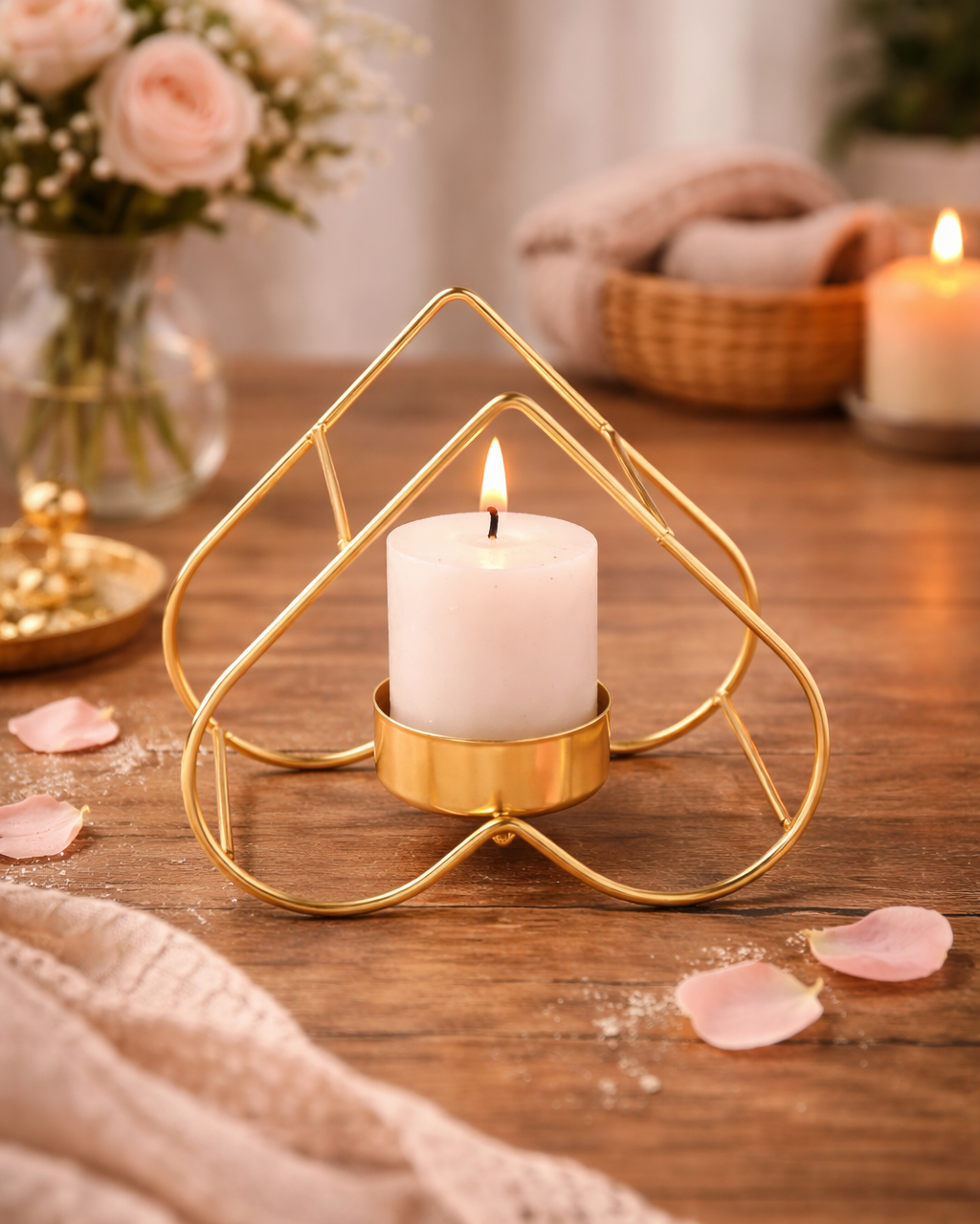 Inverted Heart Metal Tealight Candle Holder - Luxury Home Decor