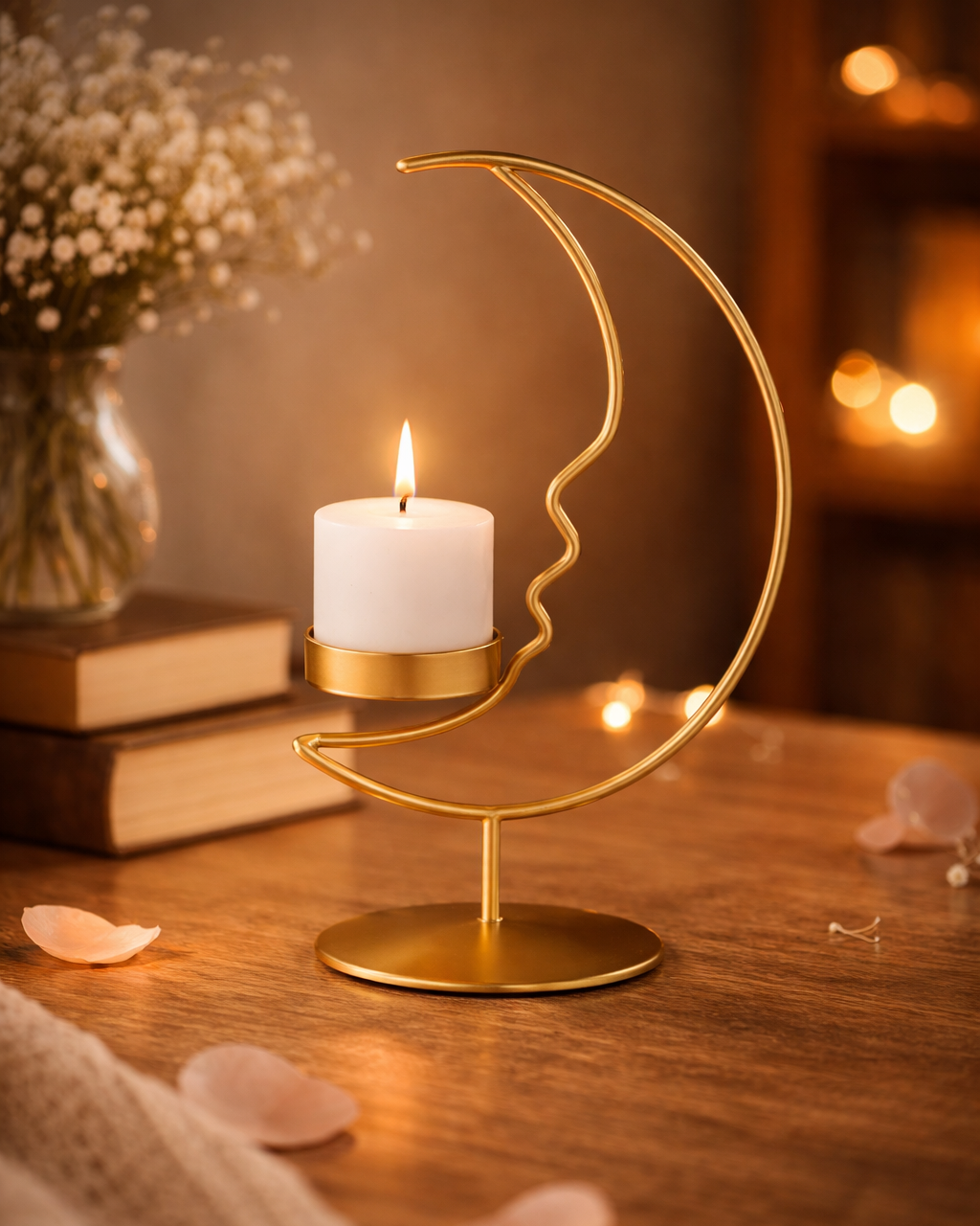 Moon Metal Tealight Candle Holder - Luxury Home Decor