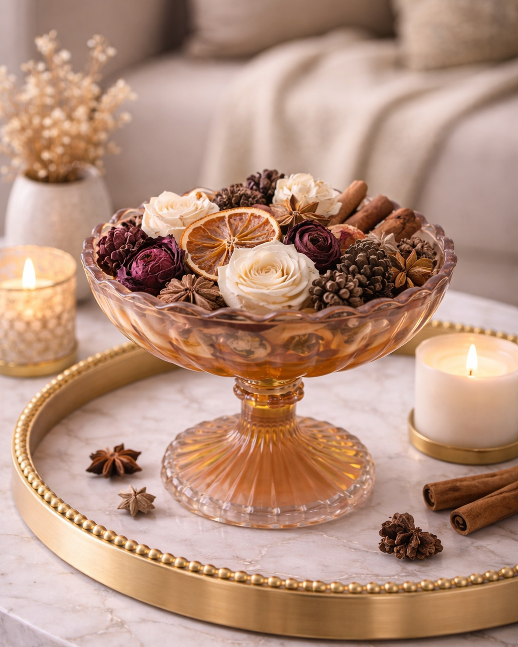 Royal Ivory Serving Dish/Glass Decor - Imported