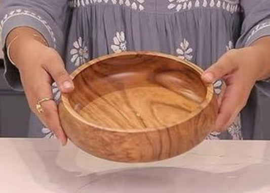 Polished Wooden Curved Bowl (8 inch)