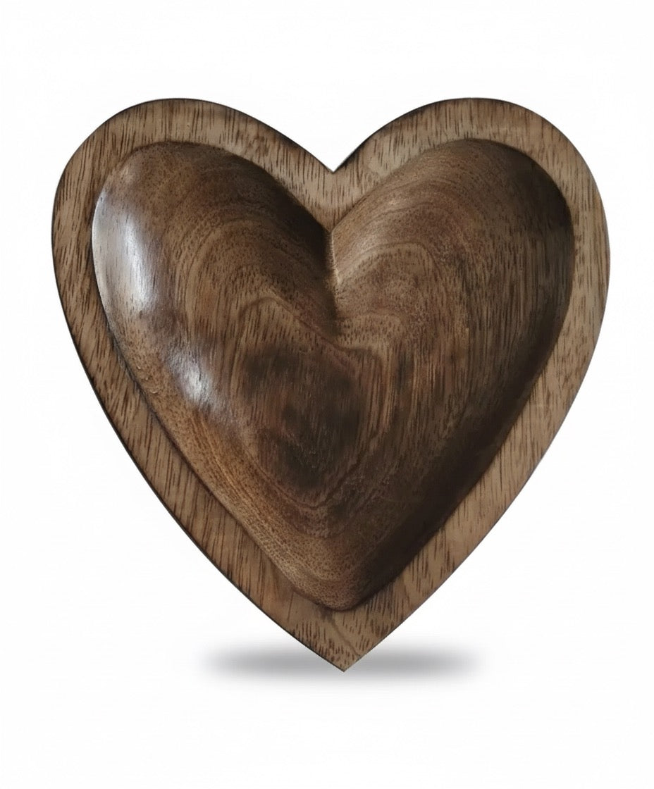 Heart Shaped Wooden Decor and Serving Bowl