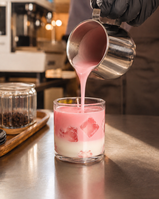 Strawberry Iced Latte Candle - Soy & Gel Wax Scented Candle