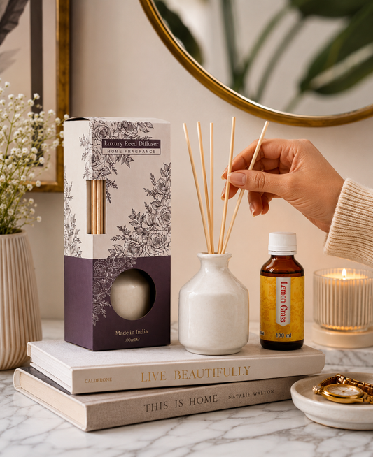 Lemongrass Fragrance Reed Diffuser Gift Pack - Luxury Reed Diffuser