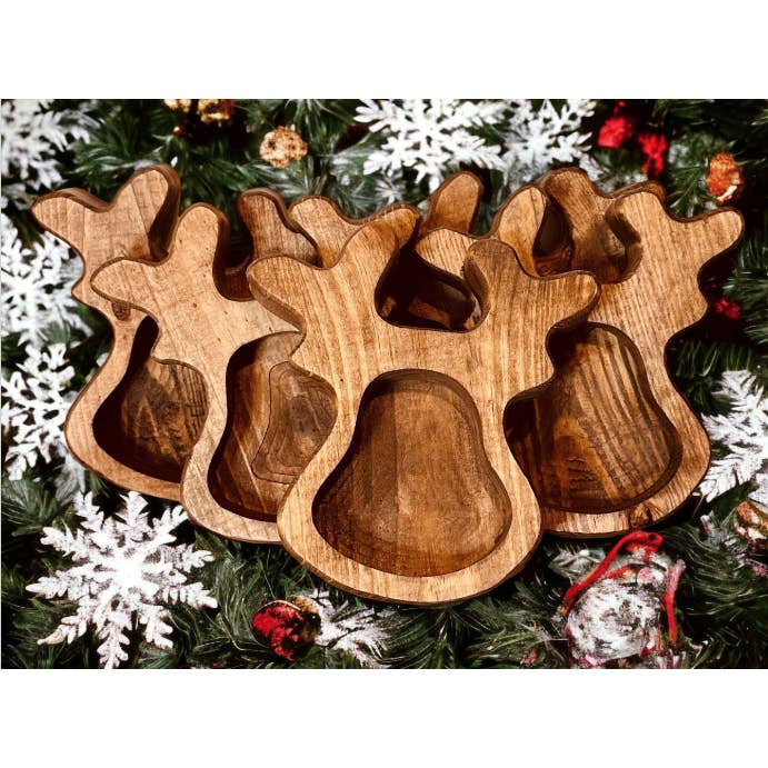 Reindeer Wooden Bowl (7 inch)