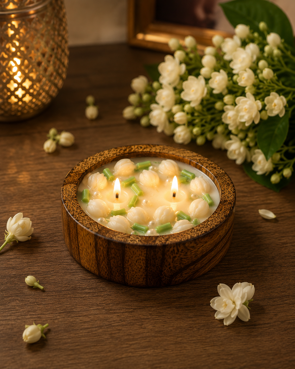 Mogra Baarish – Wooden Soy Scented Candle