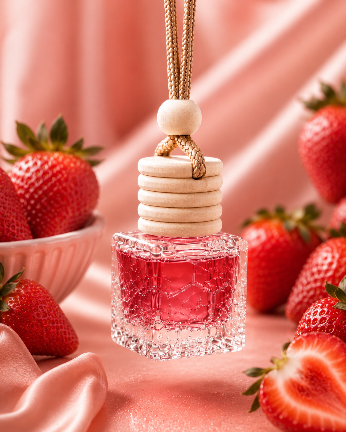 Strawberry Hanging Diffuser | Essential Oil Based Car & Home Air Freshener (10 ml)