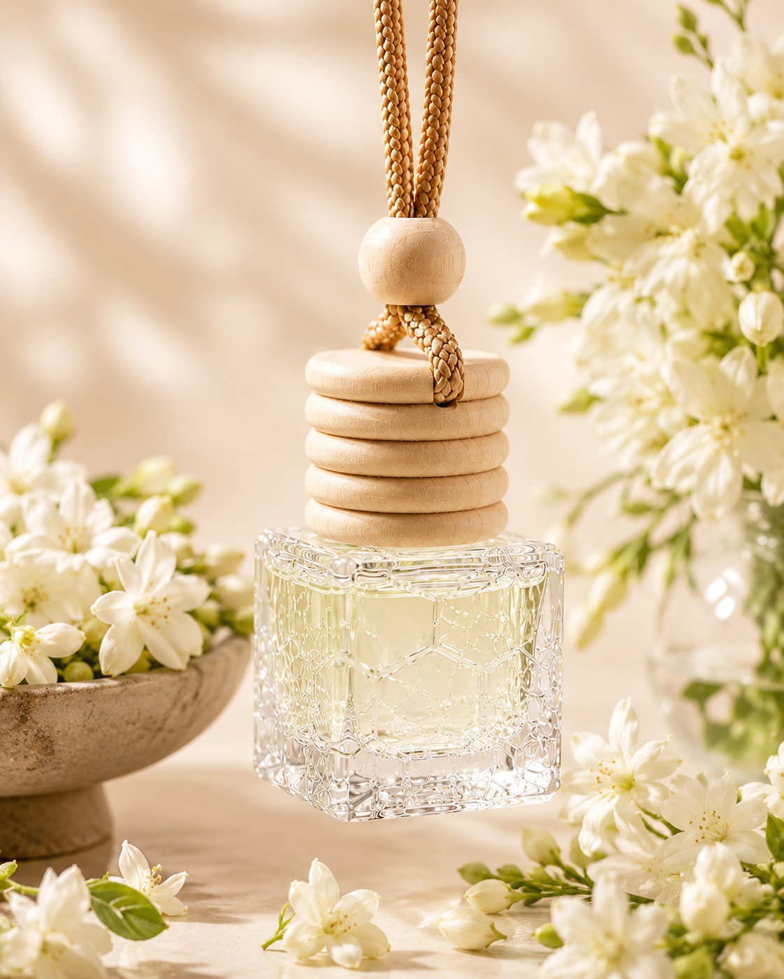Mogra Hanging Diffuser | Essential Oil Based Car & Home Air Freshener (10 ml)