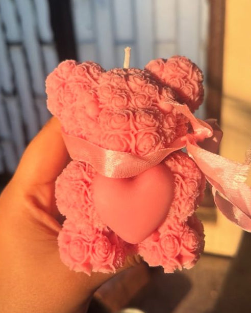 Rose Teddy Candle - Luxury Scented Candle