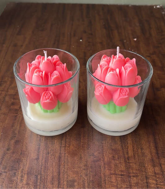 Glass Tulip Bouquet Candle🌷