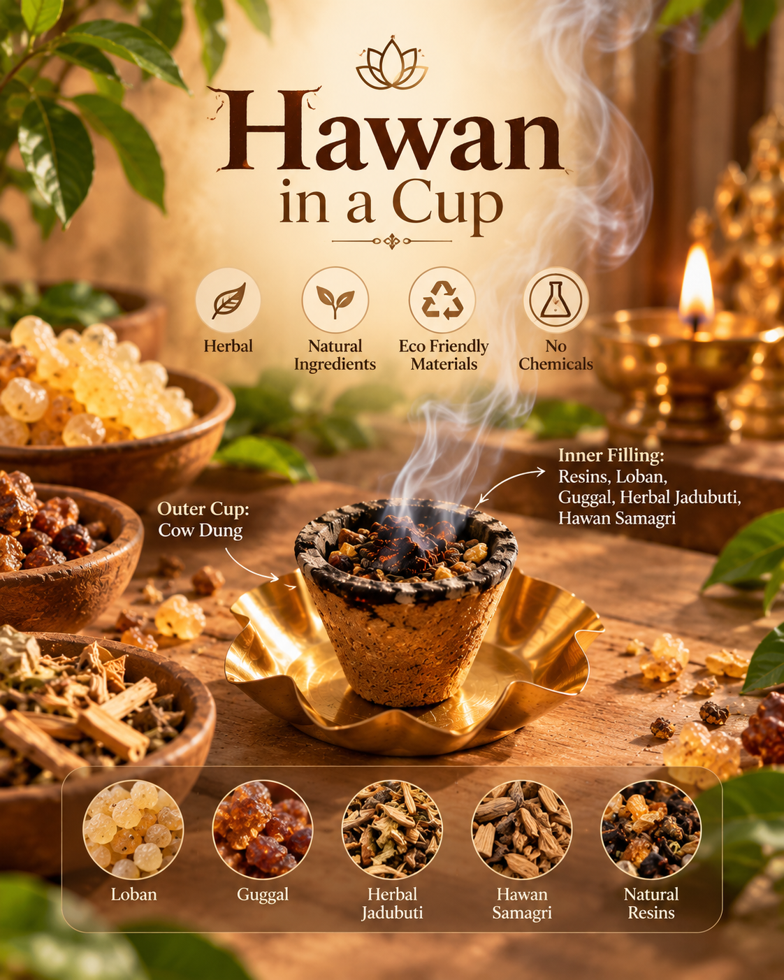 Hawan in a Cup | Herbal & Natural Havan Samagri (12 Cups)
