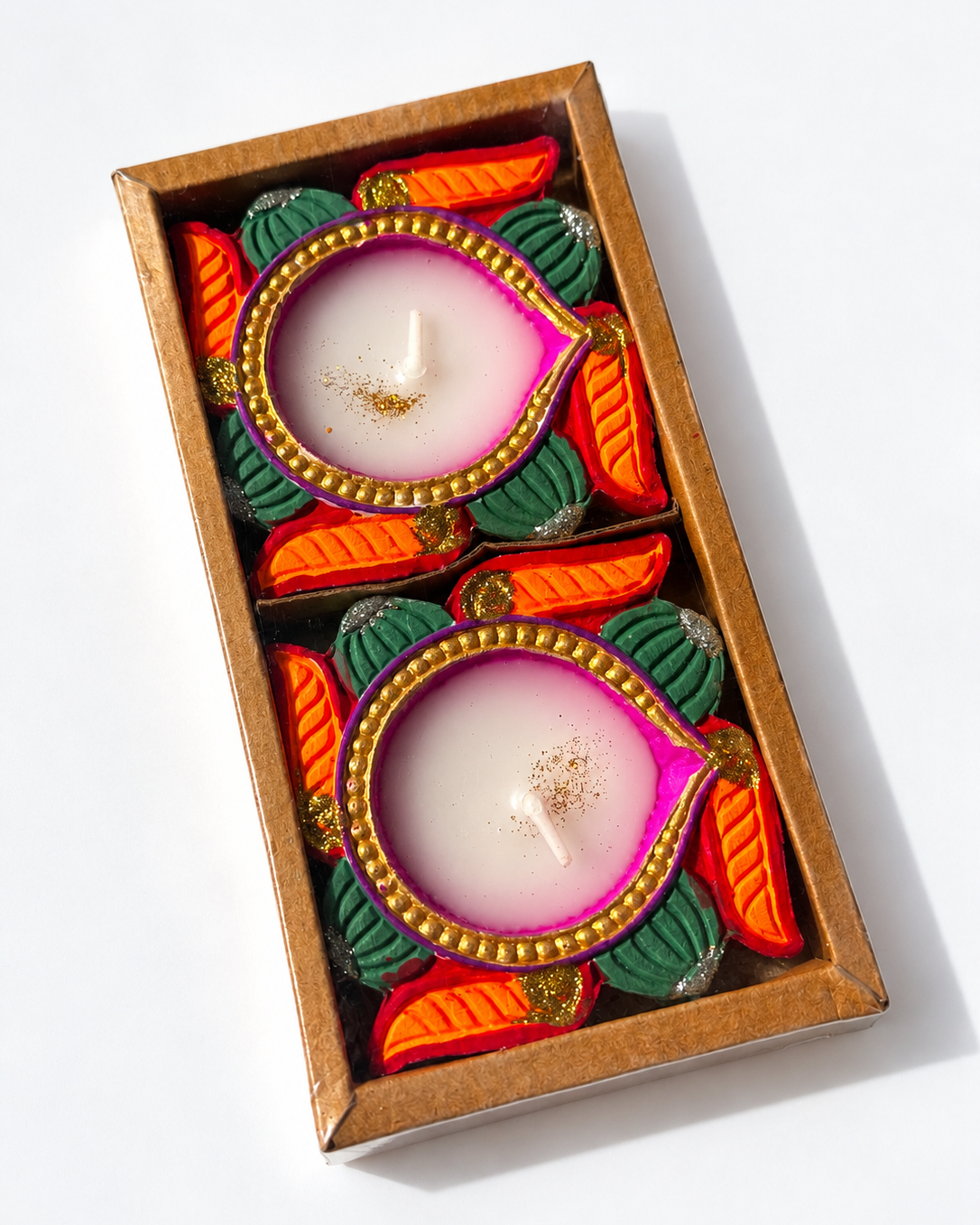 Designer Clay Wax Diya Candle - Set of 2 - Paraffin Wax