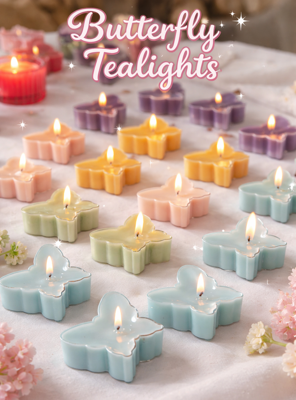 Pastel Butterfly Tealight - Luxury Scented Candles