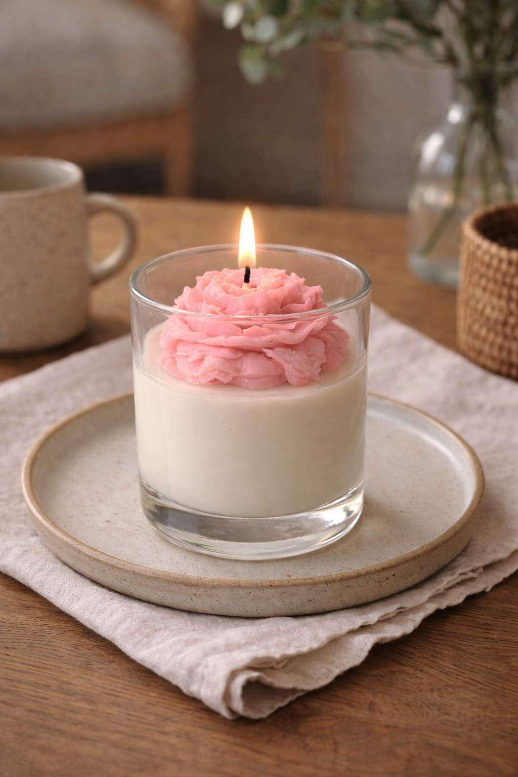 Peony Dream Glass Candle - Luxury Soy Scented Glass Candle & Decor