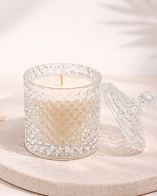 Diamond Crystal Glass Jar Candle - A Luxury Soy Scented Candle & Decor [Large]