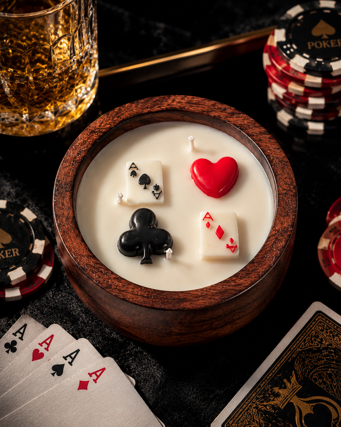 Pocket Aces - Soy Scented Wooden Bowl Candle