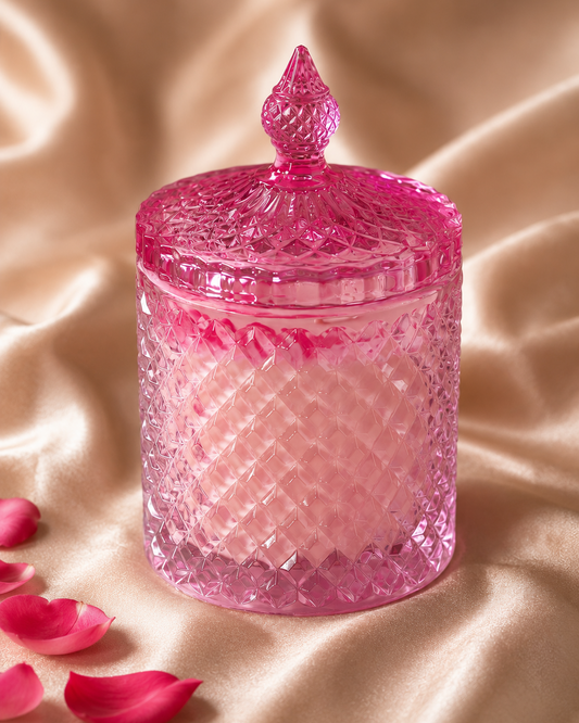 Rose Quartz Pink Crystal Jar Candle - Luxury Scented Candle