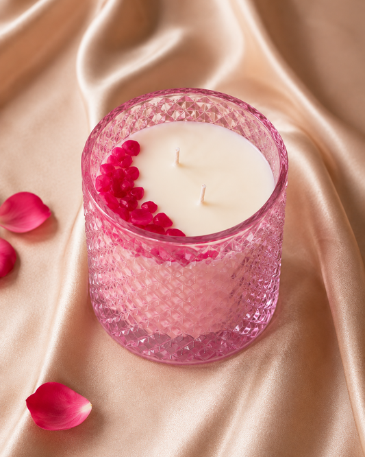 Rose Quartz Pink Crystal Jar Candle - Luxury Scented Candle