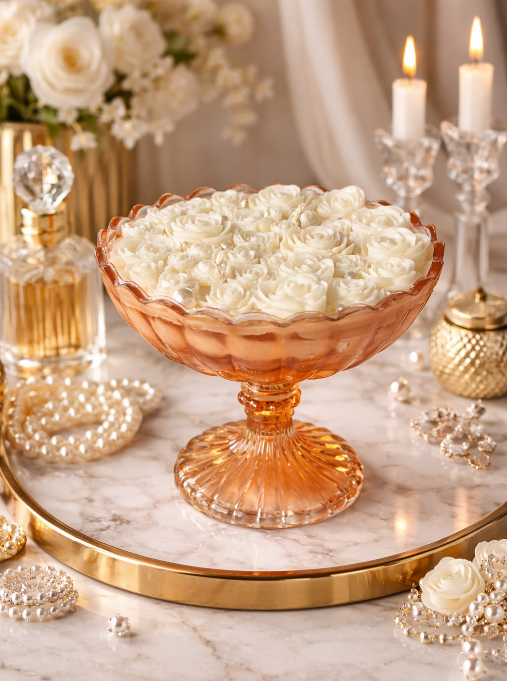 Ivory Rosé Royale Candle - Luxury Scented Candle & Decor