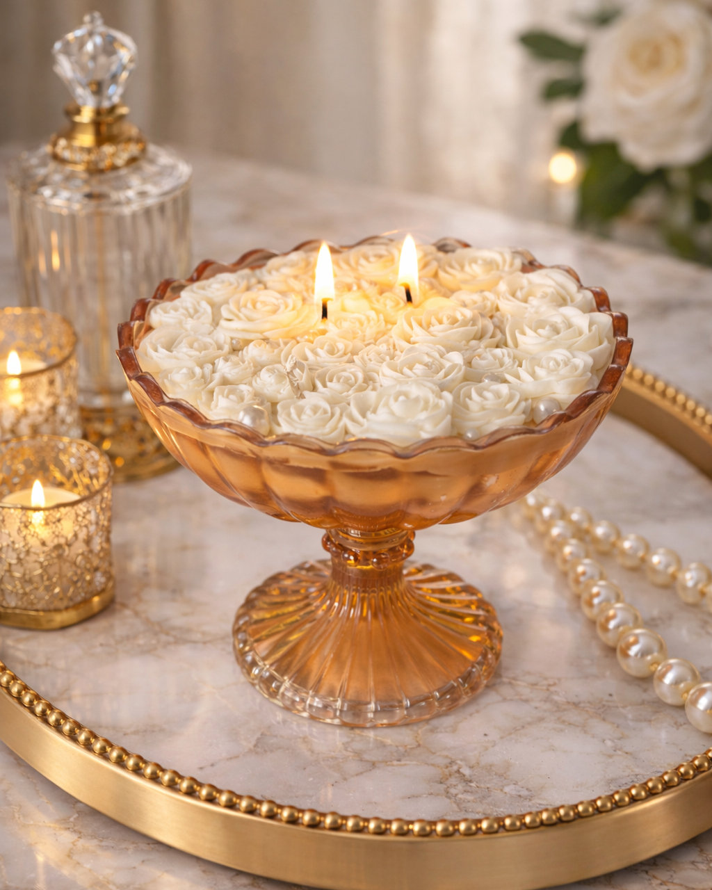 Ivory Rosé Royale Candle - Luxury Scented Candle & Decor