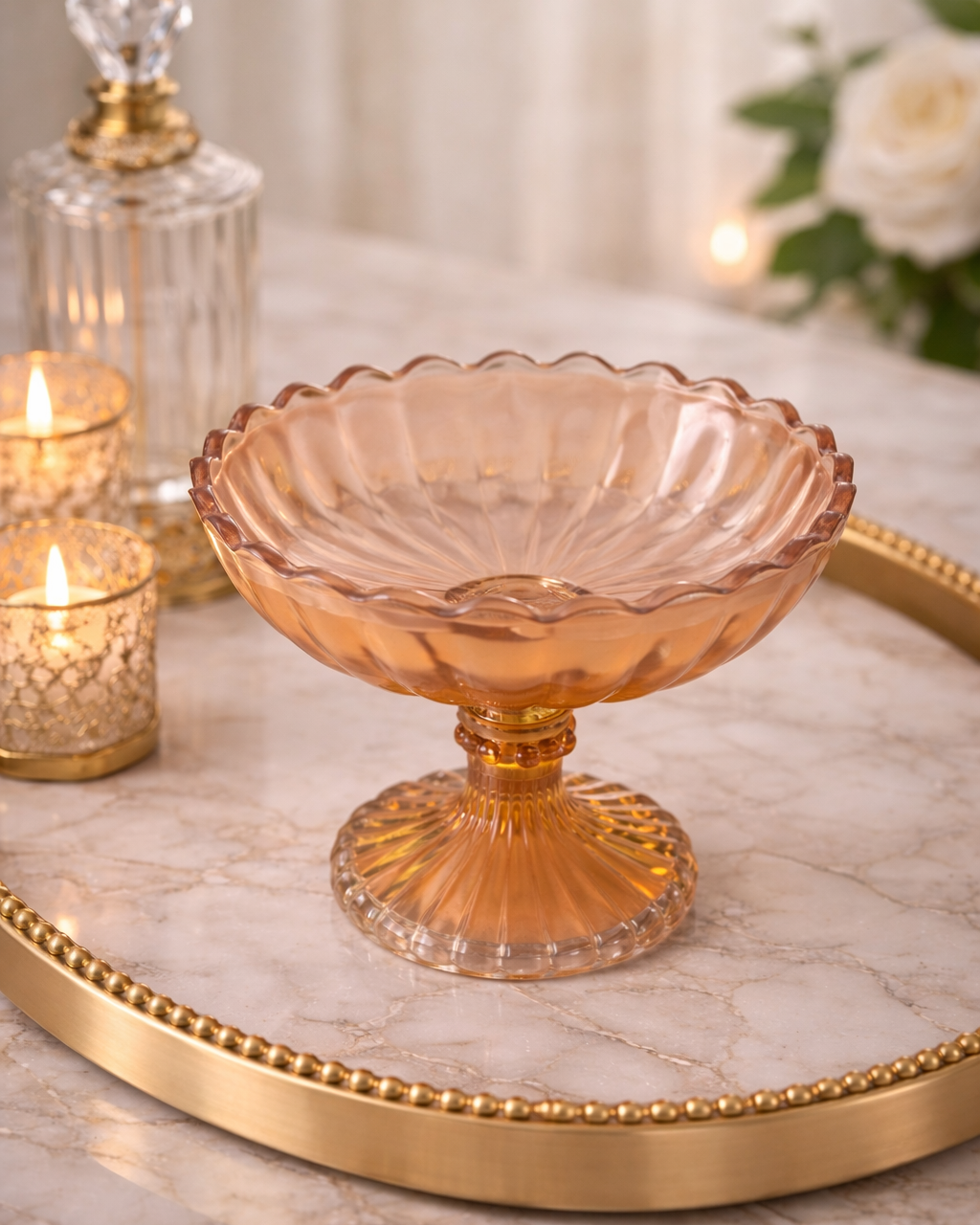 Royal Ivory Serving Dish/Glass Decor - Imported