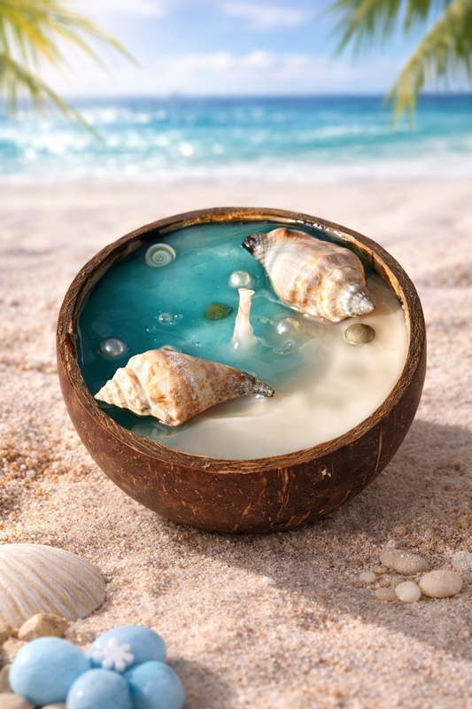 Beachside Coconut Candle - Luxury Scented Coconut Shell Candle