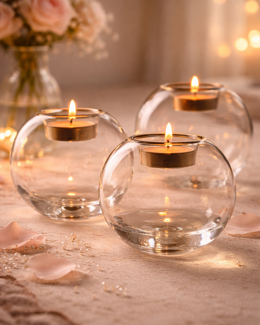 Glass Spherical Tealight Holder Centerpiece - Luxury home and office decor