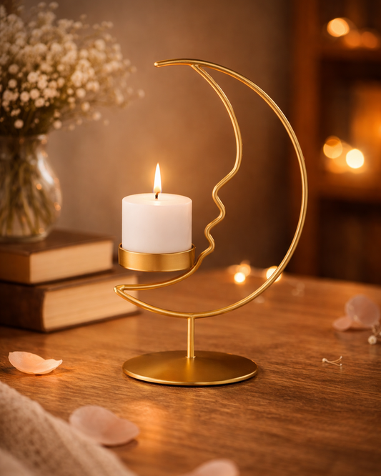 Moon Metal Tealight Candle Holder - Luxury Home Decor