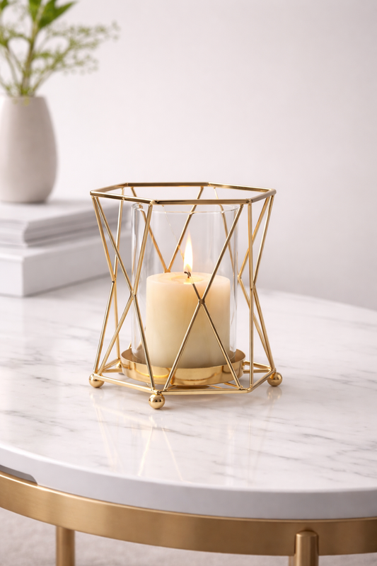 Aurora Geometric Gold Candle or Flower Stand - Luxury Home Decor