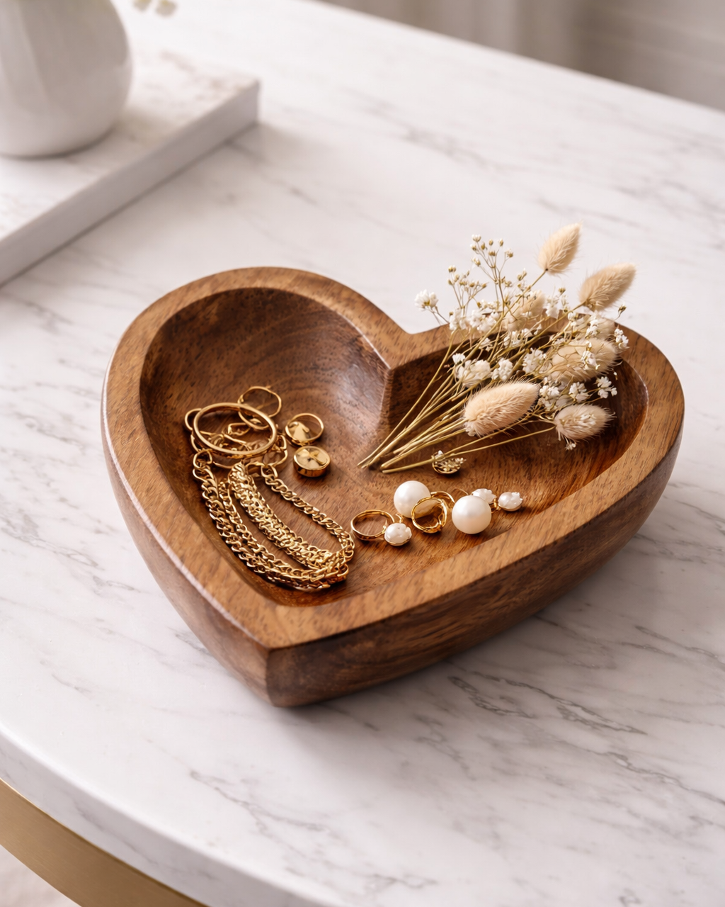 Heart Shaped Wooden Decor and Serving Bowl