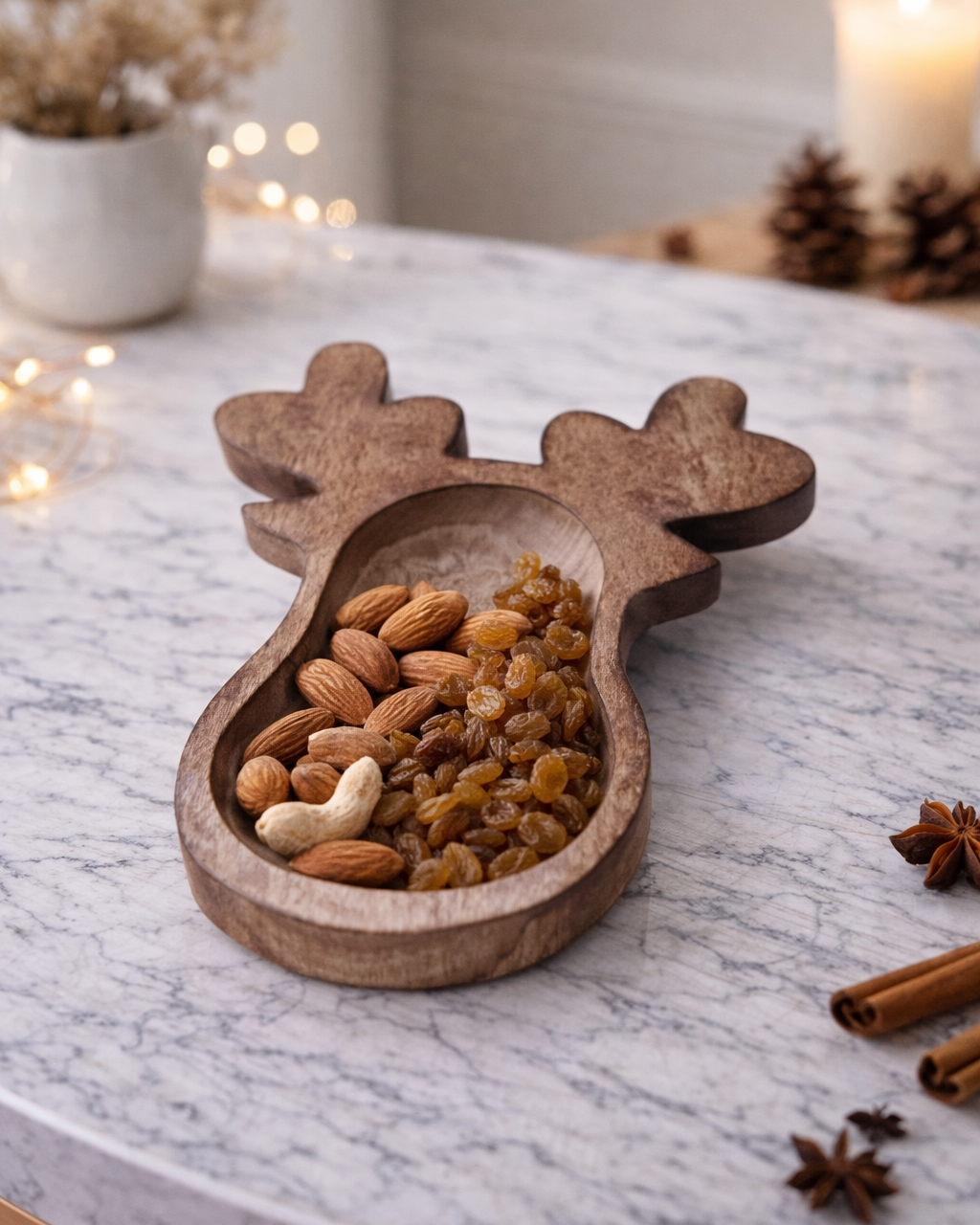 Reindeer Wooden Bowl (7 inch) - Luxury Home Decor