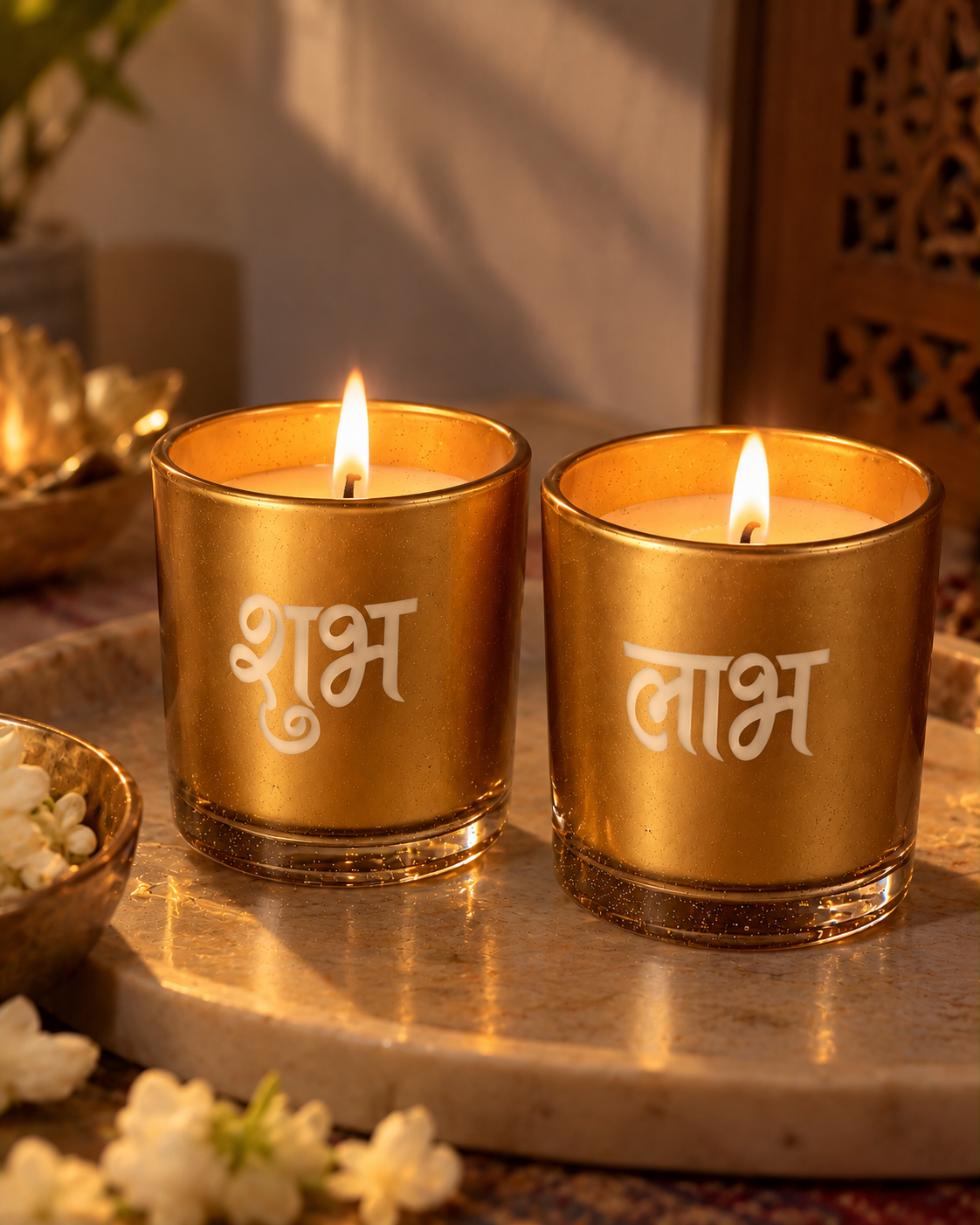 Shubh Labh Samriddhi Set - Soy Scented Glass Candles