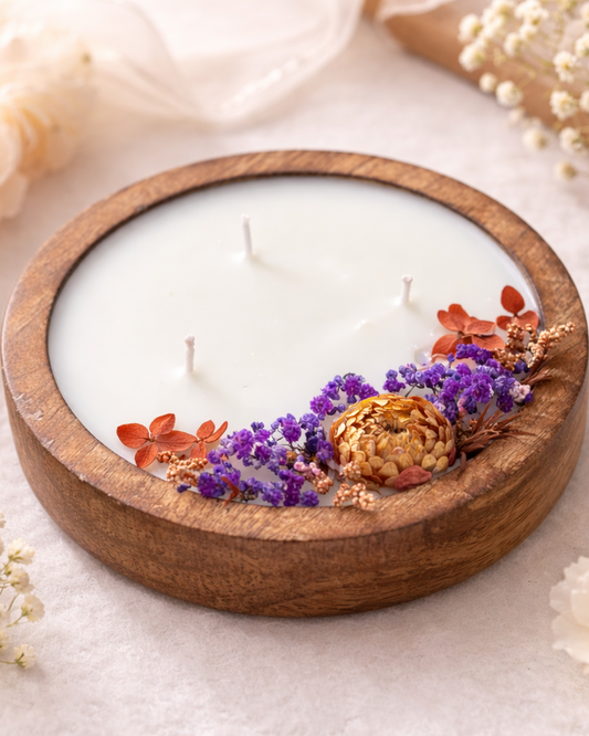 Floral Peace Candle - A Wooden Bowl Luxury Scented Candle