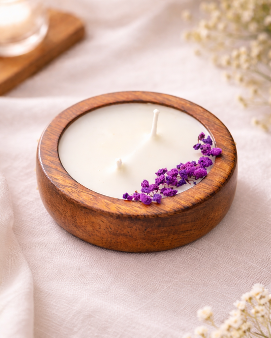 Floral Peace Candle - A Wooden Bowl Luxury Scented Candle