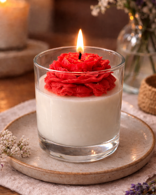 Peony Dream Glass Candle - Luxury Soy Scented Glass Candle & Decor