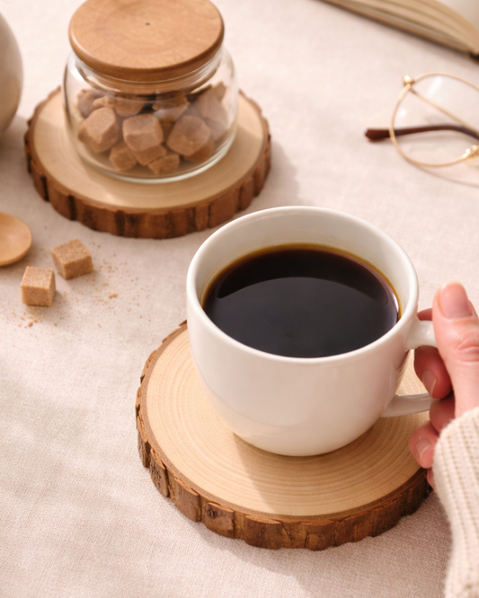 Real Wood Slice Coasters Set – Rustic Wooden Tea & Coffee Coasters (Handcrafted, Unique Grain)