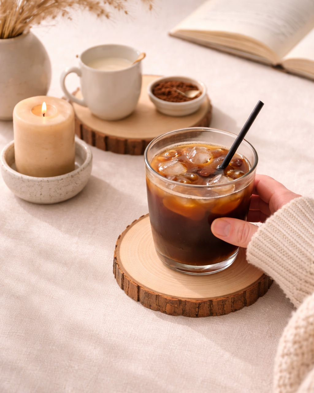 Real Wood Slice Coasters Set – Rustic Wooden Tea & Coffee Coasters (Handcrafted, Unique Grain)