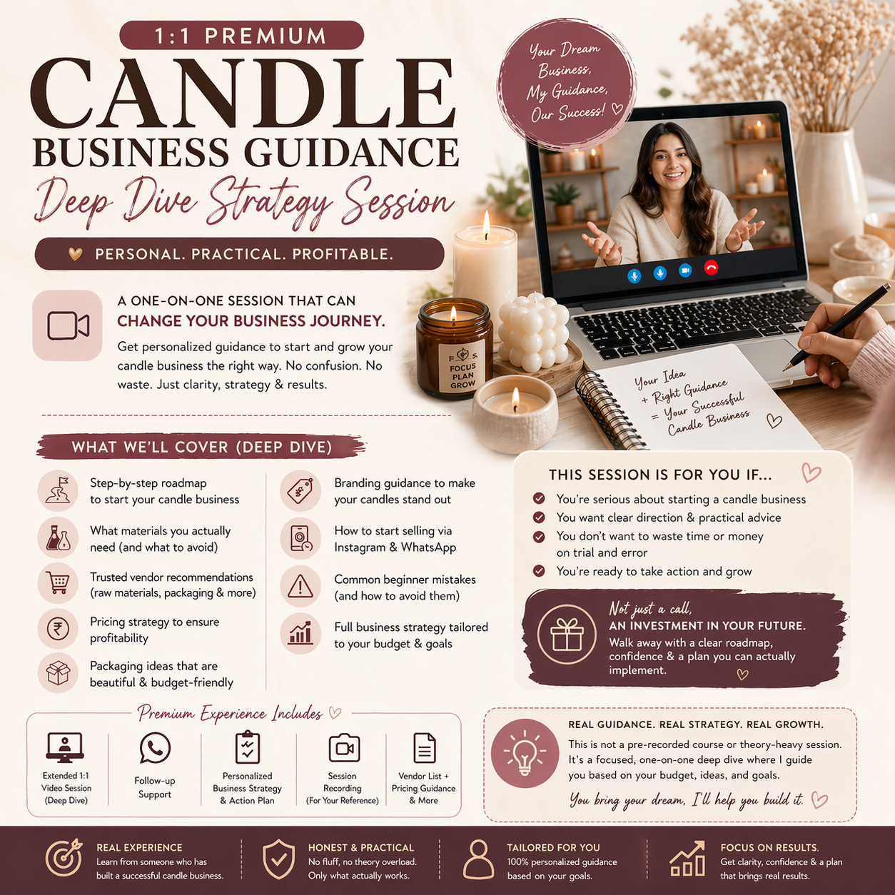 1 on 1 Candle Business Mentorship [Complete Roadmap, Tips, Tricks, Vendor Details, Branding, Everything]