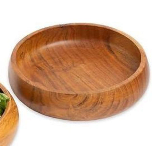 Polished Wooden Curved Bowl (8 inch)