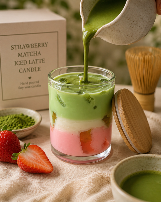 Strawberry Matcha Iced Latte Candle - Luxury Scented Candle & Decor