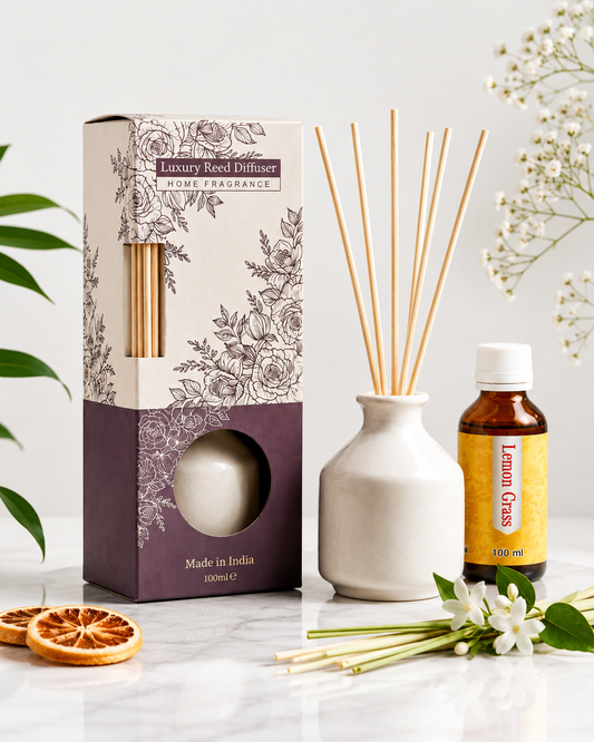 Lemongrass Fragrance Reed Diffuser Gift Pack - Luxury Reed Diffuser