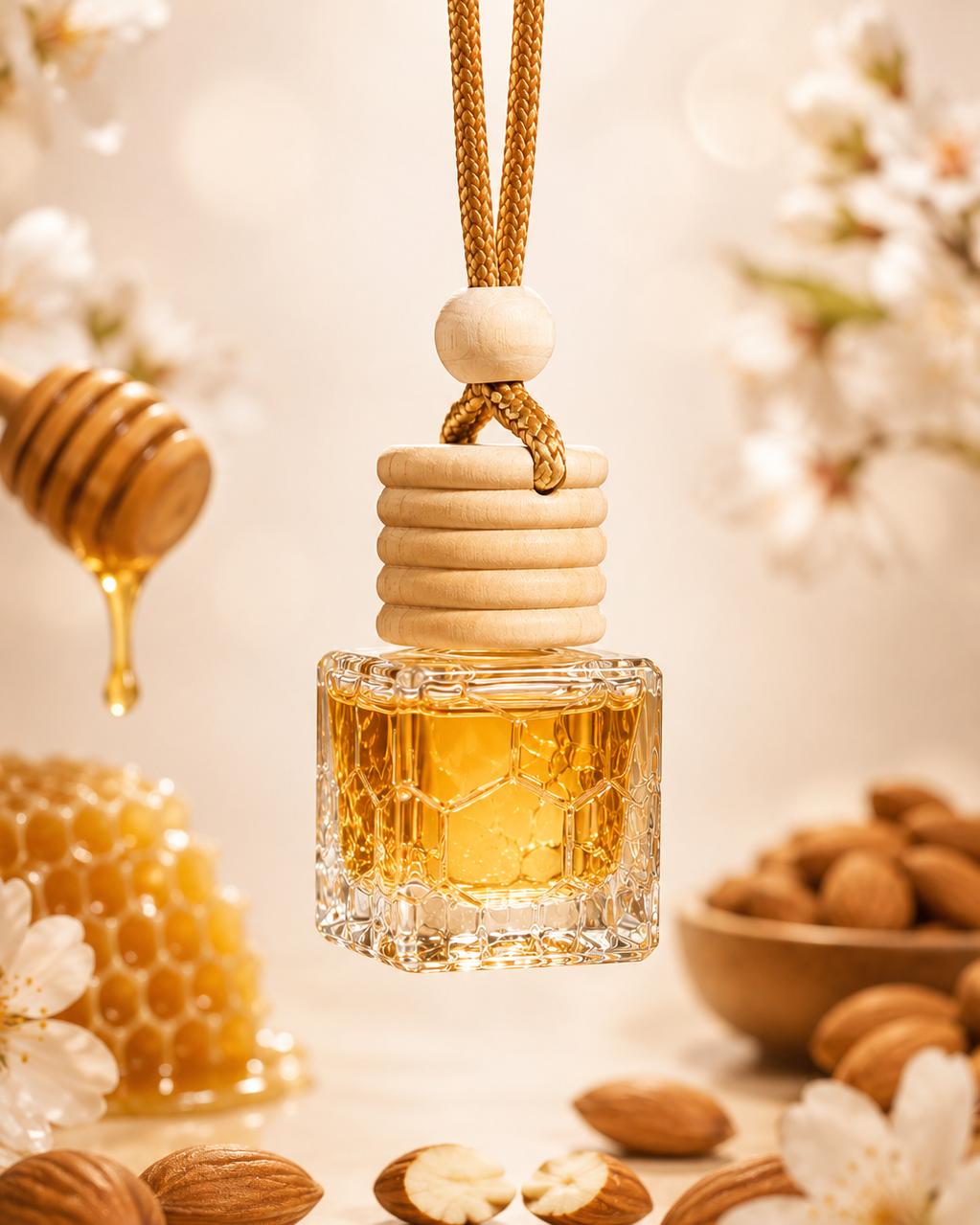 Honey Almond Fragrance Hanging Diffuser | Essential Oil Based | Cars, Washroom, Living Room, Wardrobe
