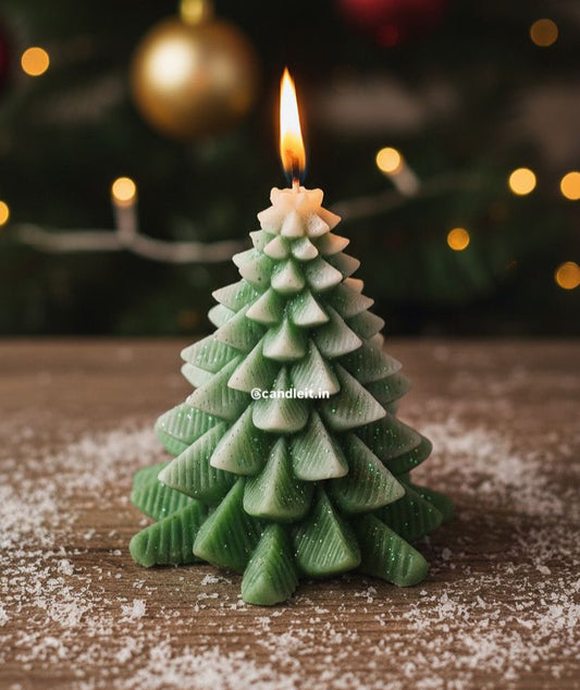 Snowy Christmas Tree Candle🎄