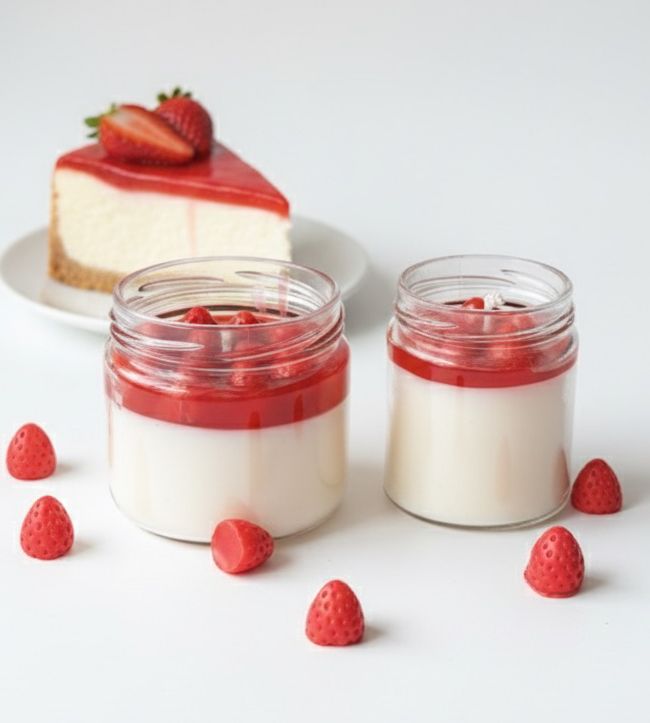 Strawberry Cheesecake Jar Candle🍓