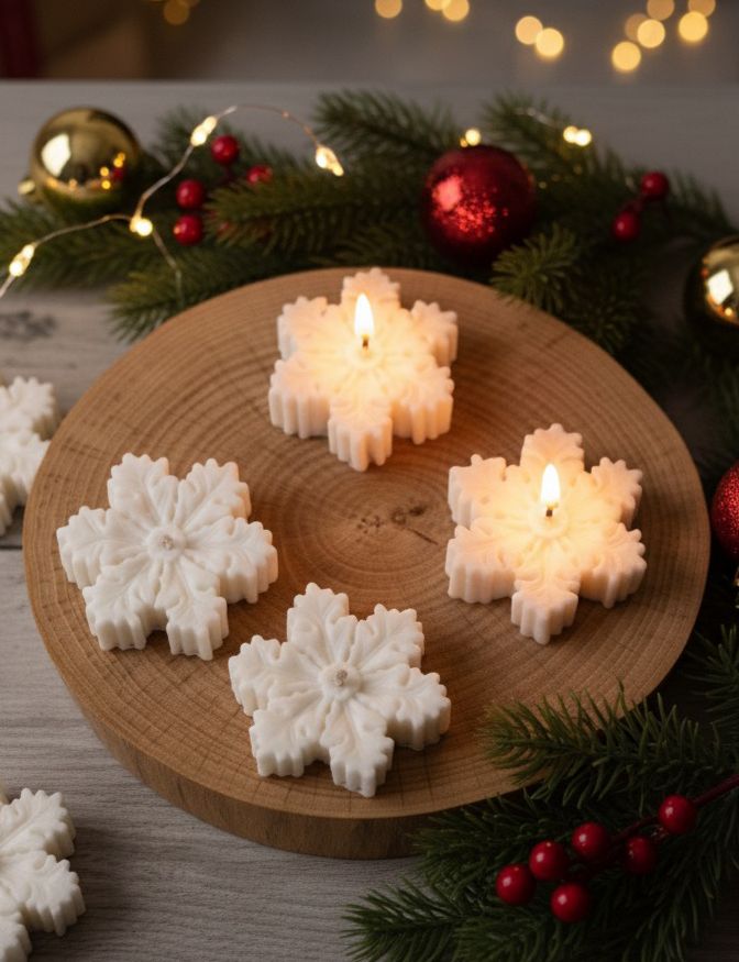Frosted Crystal Snowflake Candle