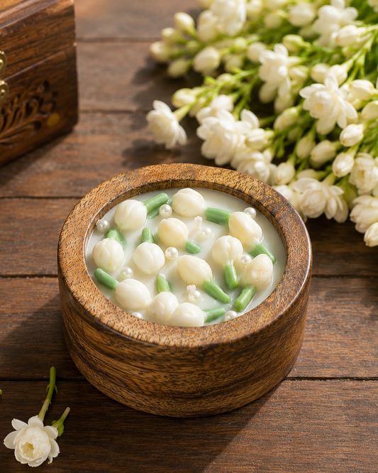 Mogra Baarish – Wooden Soy Scented Candle