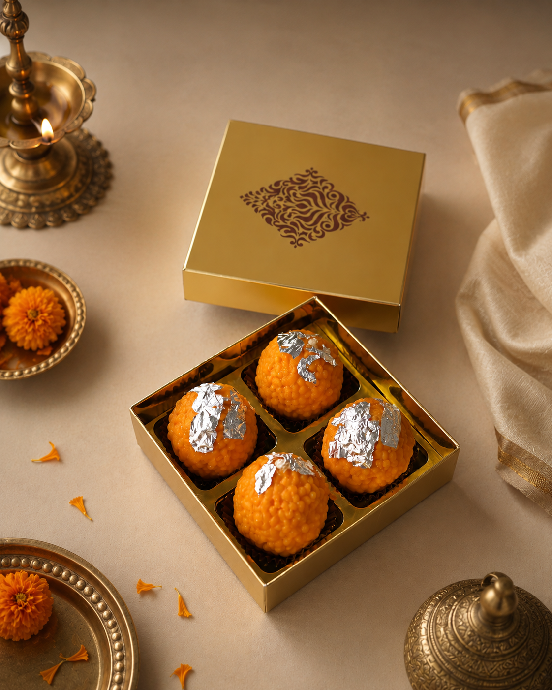 Motichoor Laddu Candle [Set of 4, 6, 8]
