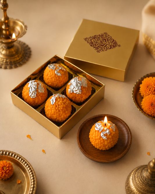 Motichoor Laddu Candle [Set of 4, 6, 8]