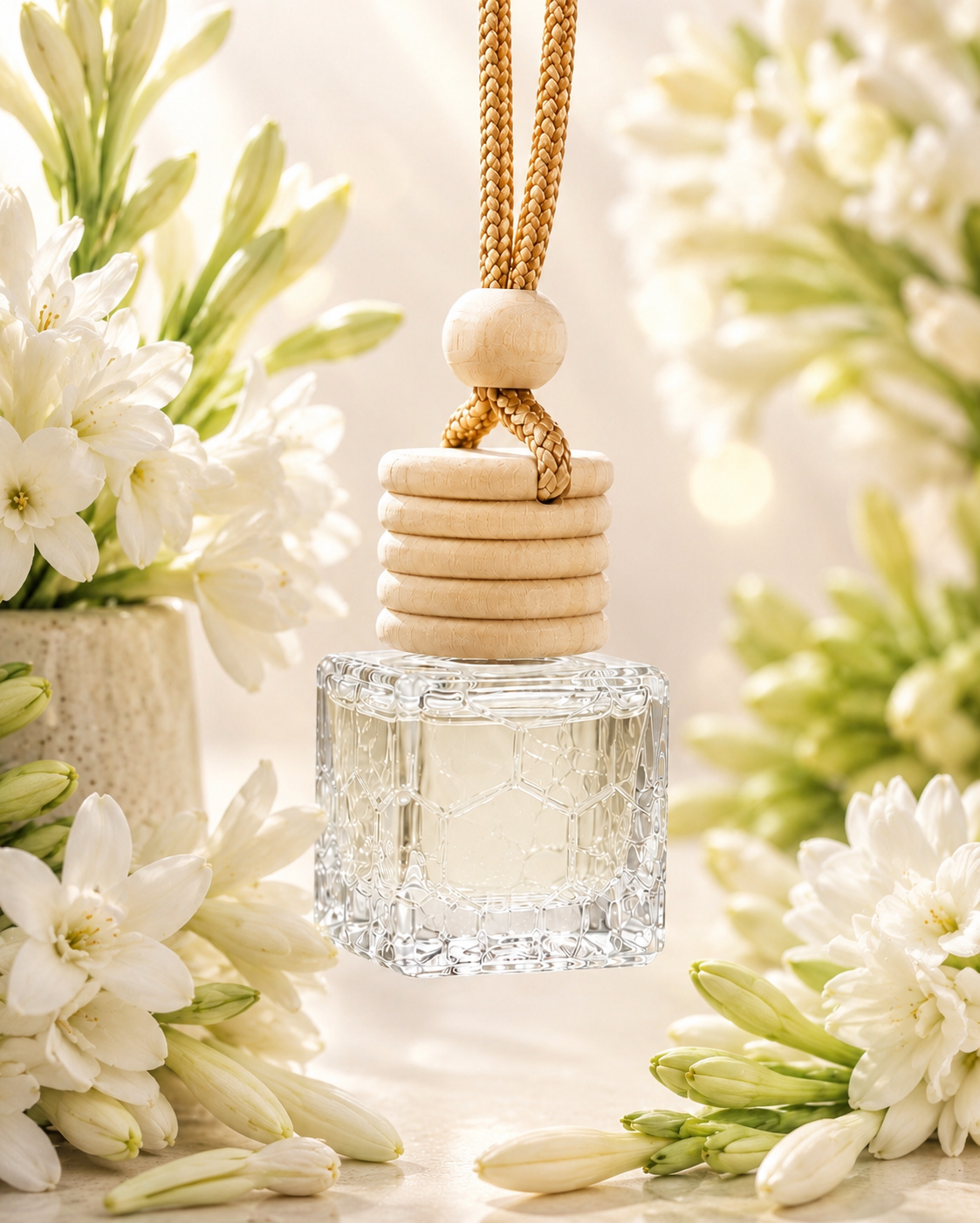 Rajnigandha (Tuberose) Hanging Diffuser | Essential Oil Based Car & Home Air Freshener